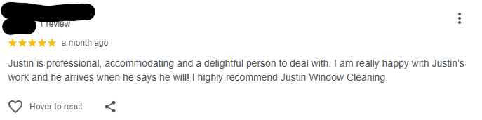 5-star Google review for GP medical suite clean